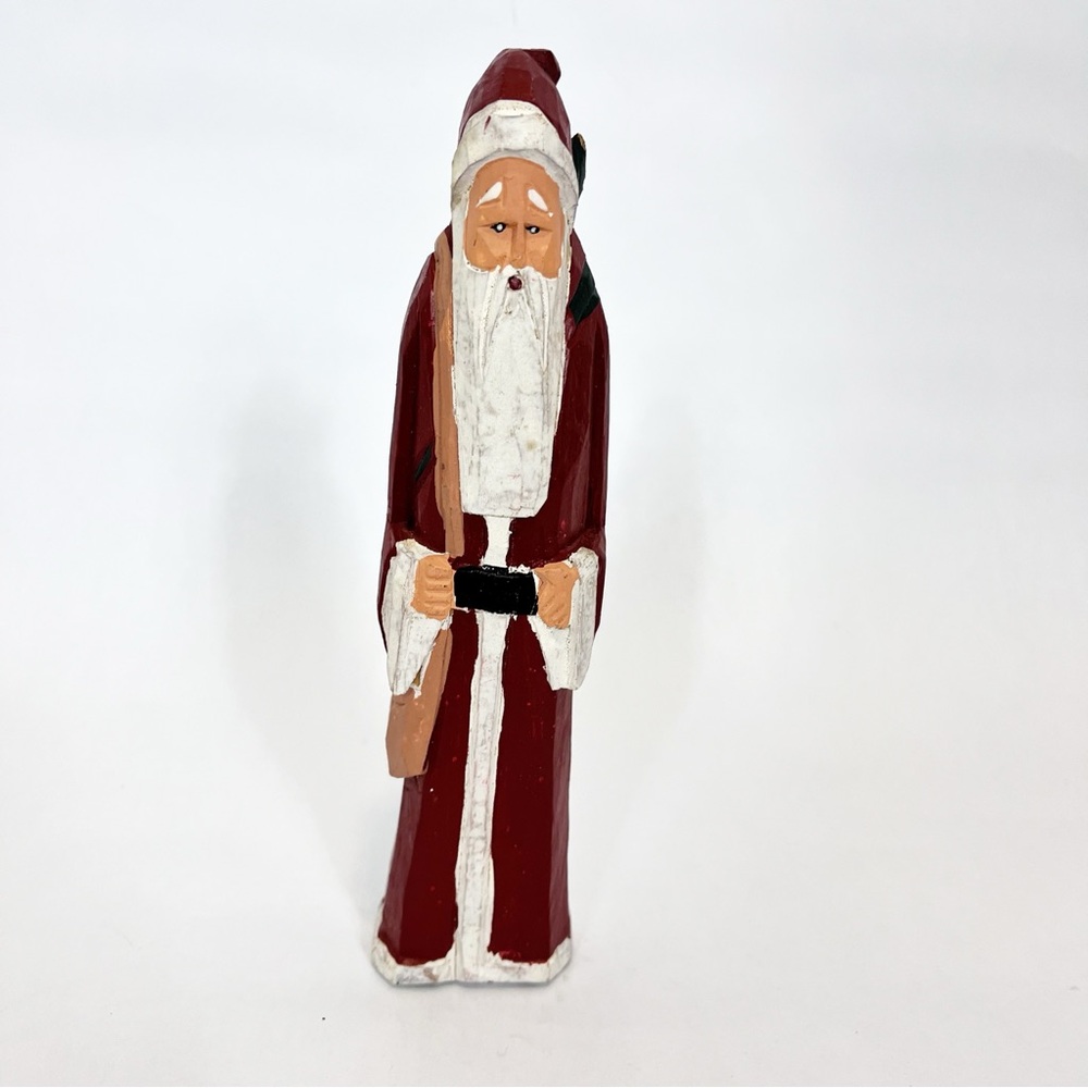 Vintage Folk Art Hand Carved Wooden Painted Old World Santa Primitive